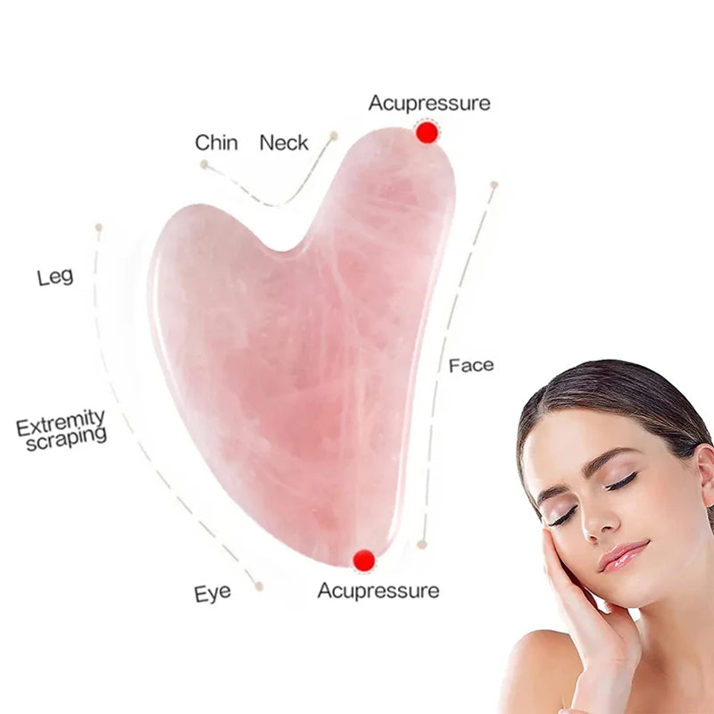 Natural Stone Jade Gouache Scraper Rose Quartz Facial Gua Sha Tools Face Lifting Massager Firm Skin Care Guasha Board Massager