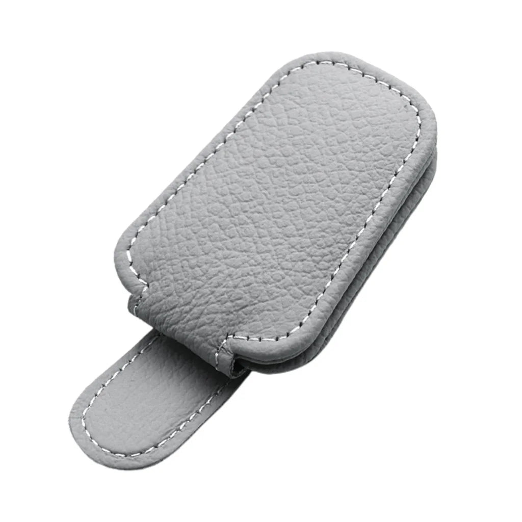 Car Sunglasses Holder Sun Visor Sunglasses Clip Leather Glasses Case Magnetic Mount Ticket Card Eyeglasses Clip Car Accessories