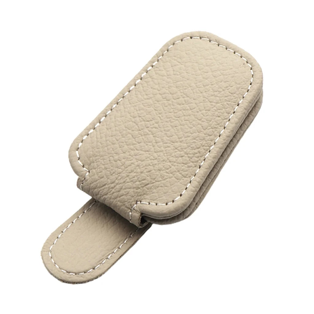 Car Sunglasses Holder Sun Visor Sunglasses Clip Leather Glasses Case Magnetic Mount Ticket Card Eyeglasses Clip Car Accessories