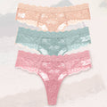 3Pcs Lace Sexy Thongs Women Low-Rise Briefs Sexy Soft Ladies Underwear Trendy Floral Underpants Female Flowery Panty Lingerie
