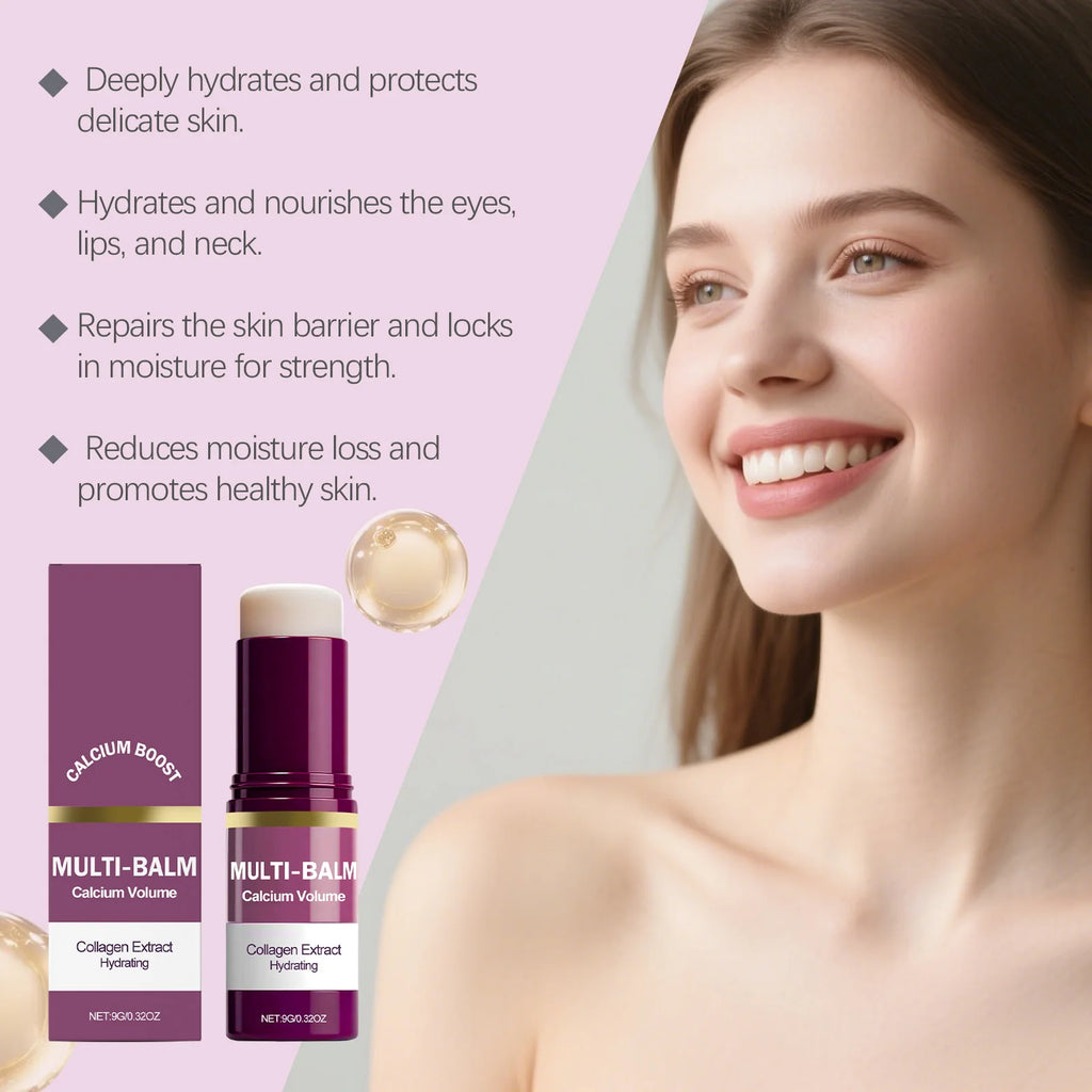 Calcium Volume Multi Balm Korean Skincare Stick Face & Eye Cream Collagen Deep Moisturizing Anti-Wrinkle Suitable for Pre Makeup