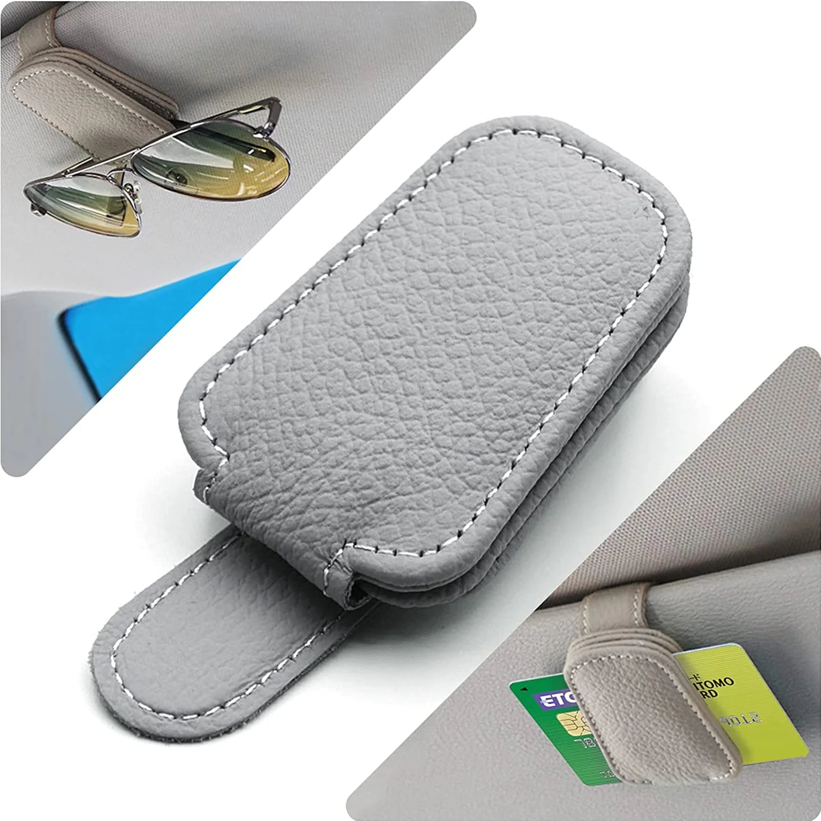 Car Sunglasses Holder Sun Visor Sunglasses Clip Leather Glasses Case Magnetic Mount Ticket Card Eyeglasses Clip Car Accessories
