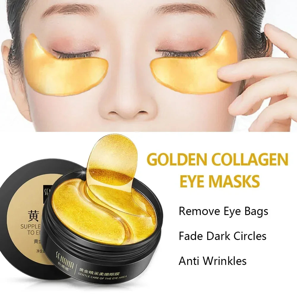 60pcs Golden Moisturizing Eye Mask Relieve Eye Fatigue Nourish Eye Area Collagen Crystal Eye Mask Korean Skin Care Masks